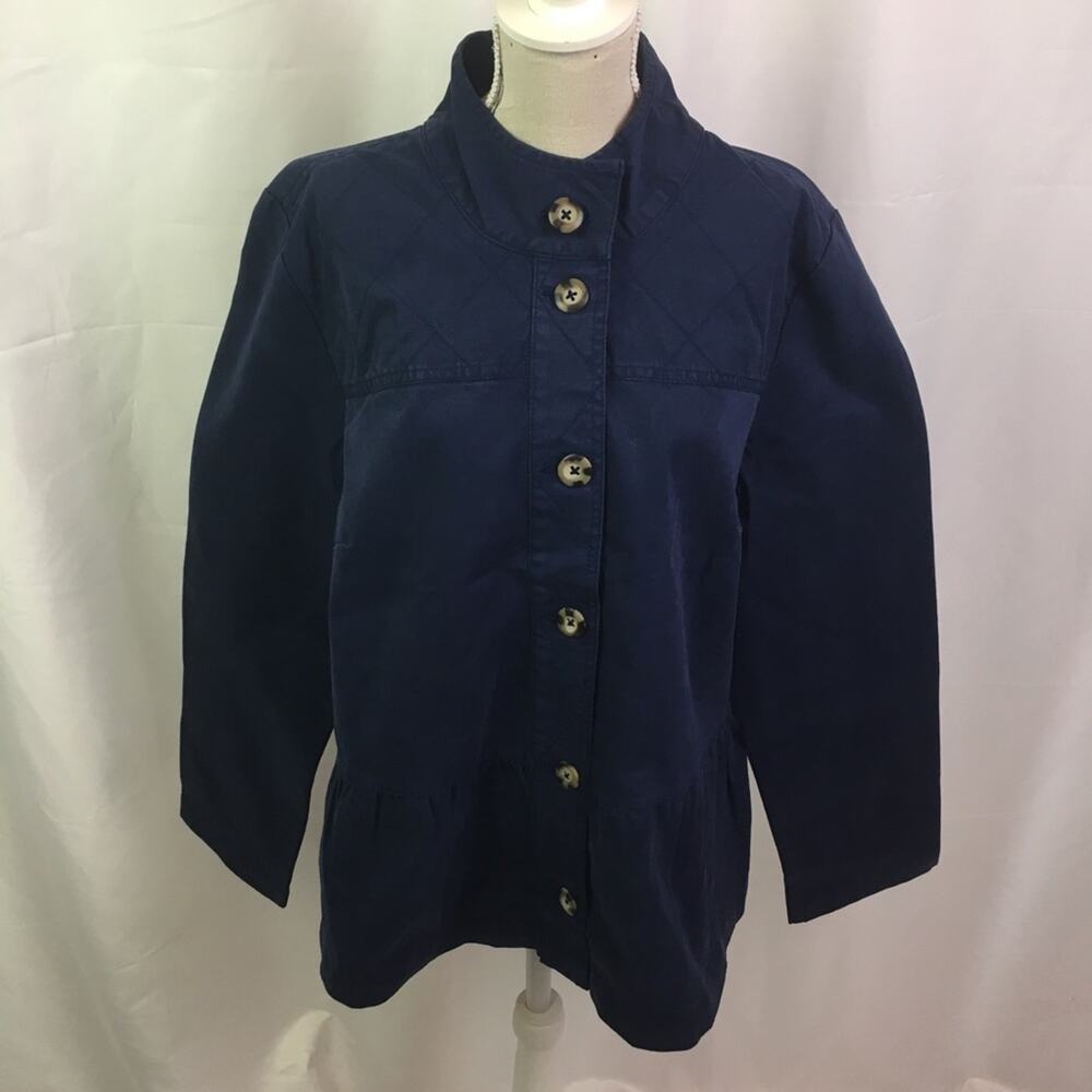 Denim & Co Twill Peplum Waist Jacket Navy XS